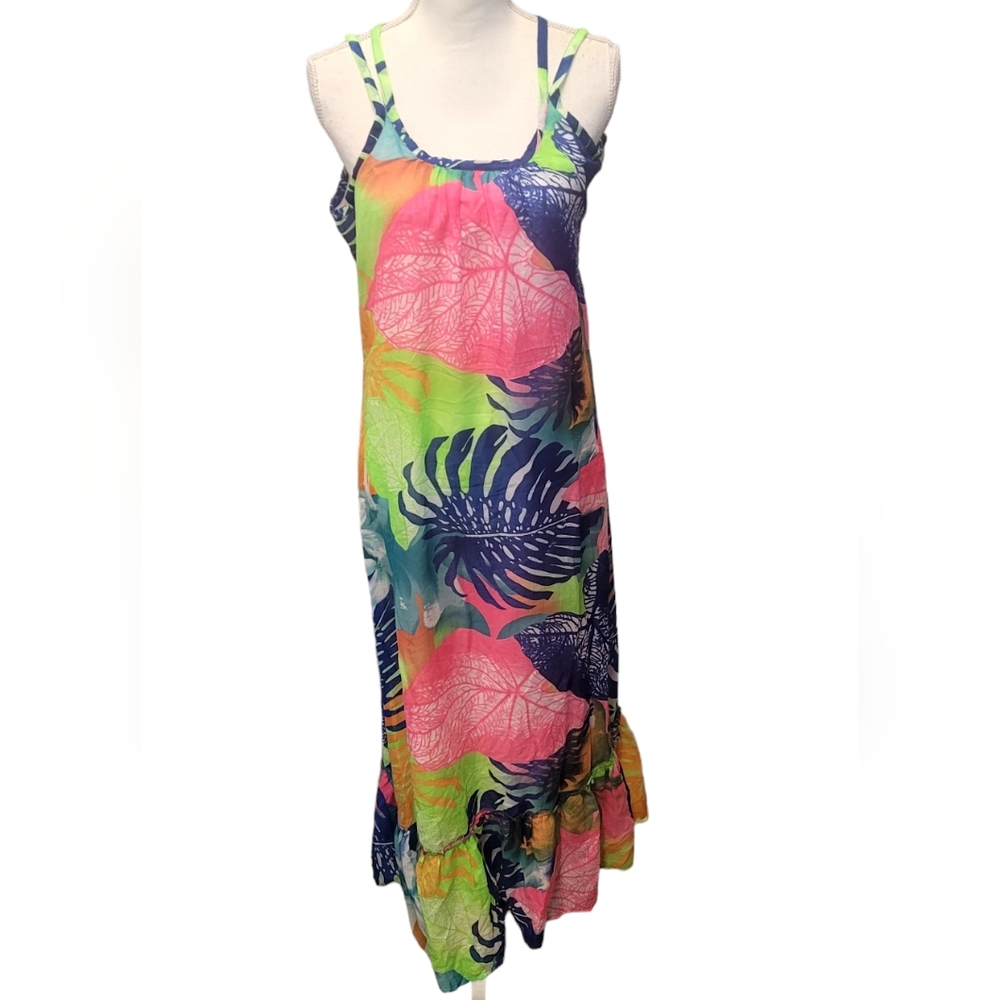 Luv2Luv | Maxi Dress | Colorful Pink Blue Green | Size: S | Long Sleeveless